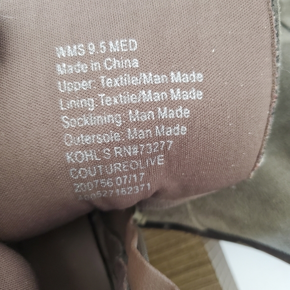 CANDIE'S Sz 9.5 Faux Olive Green Suede Side Zip Laces Bootie 3.5" Block Heel EUC - Picture 3 of 14